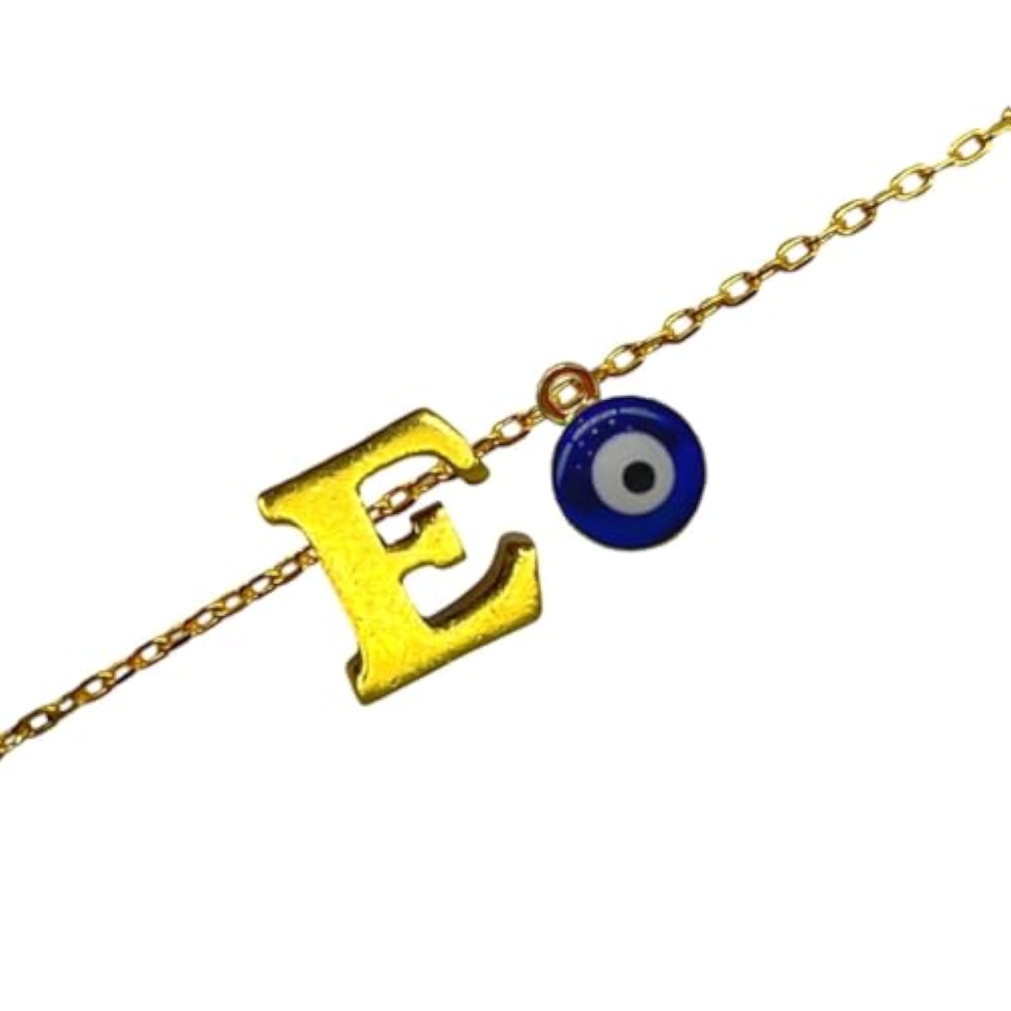 Letter 'E' Blue Evil Eye Initial Rakhi Bracelet, Gift for Bhaiya